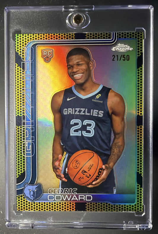 2025-26 Topps Chrome Cedric Coward #261 Gold Basketball Refractor 21/50 RC