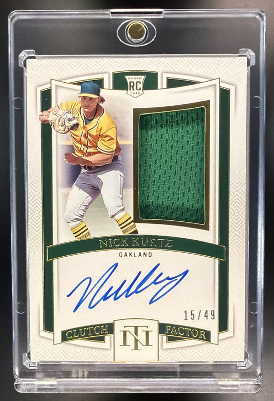 2025 Panini National Treasures Nick Kurtz #CF-NKU Clutch Factor Signatures Patch Auto /49