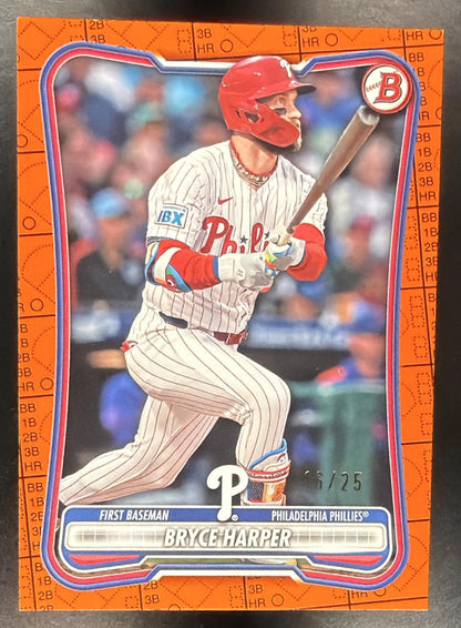 2026 Bowman Baseball Bryce Harper #6 Orange Pattern 16/25