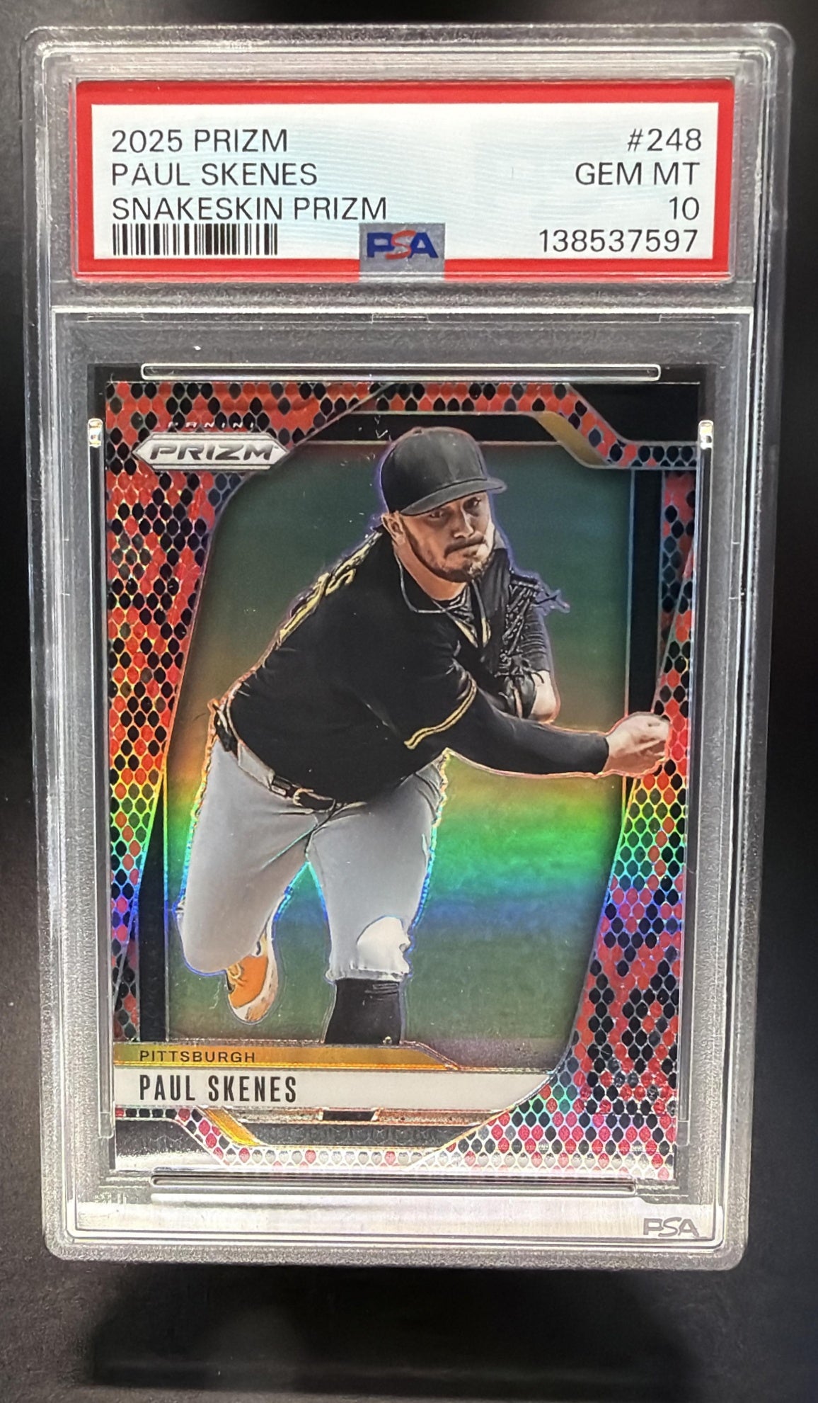 2025 Panini Prizm Paul Skenes #248 Prizm Snakeskin PSA 10