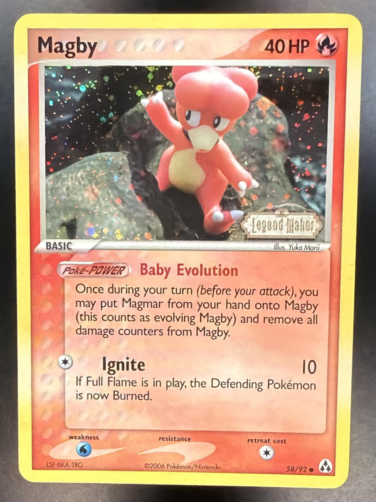 2006 Pokemon Legend Maker Magby 58/92 Stamped NM