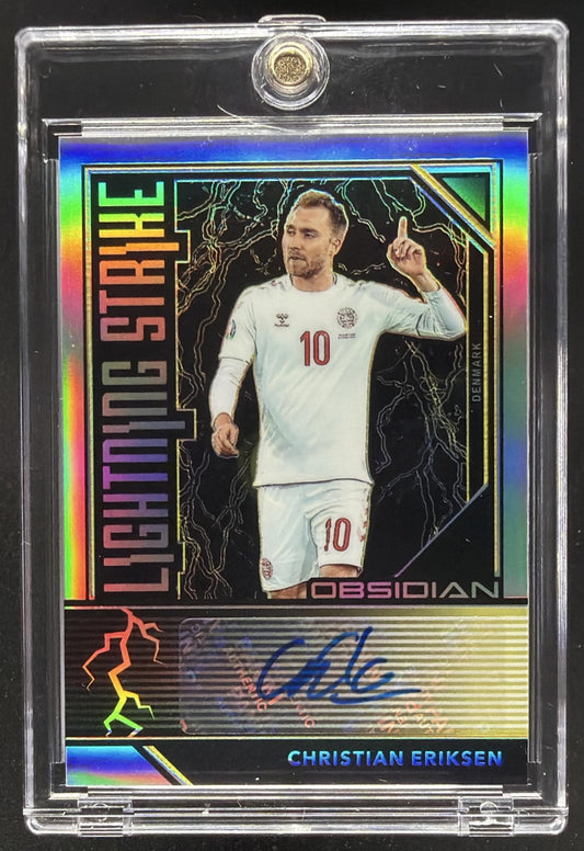 2019 Panini Obsidian Christian Eriksen #LS-CE Lightning Strike Yellow 7/7 Auto