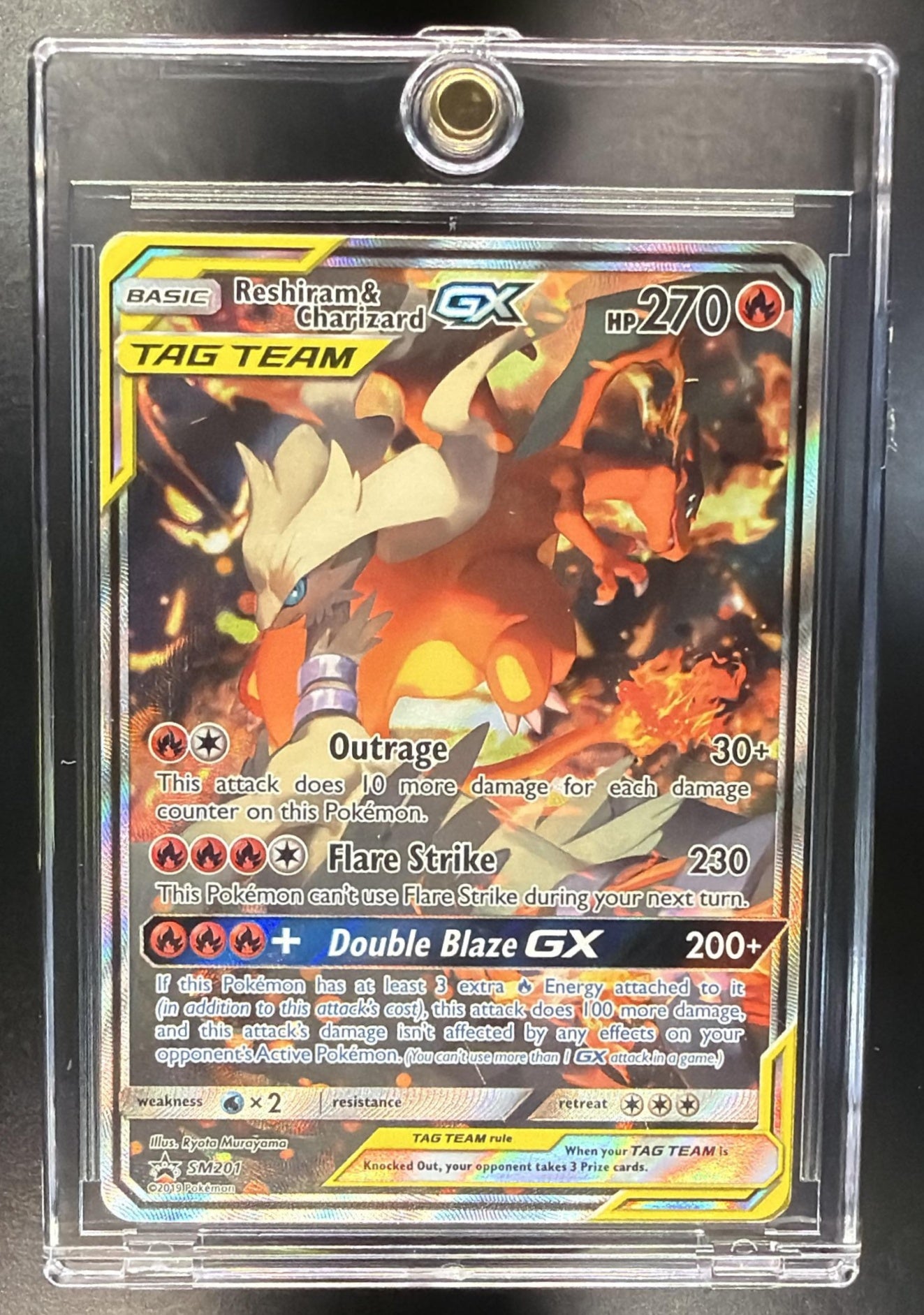 2016-19 Pokemon SM Black Star Promos Reshiram & Charizard Tag Team #SM201 LP