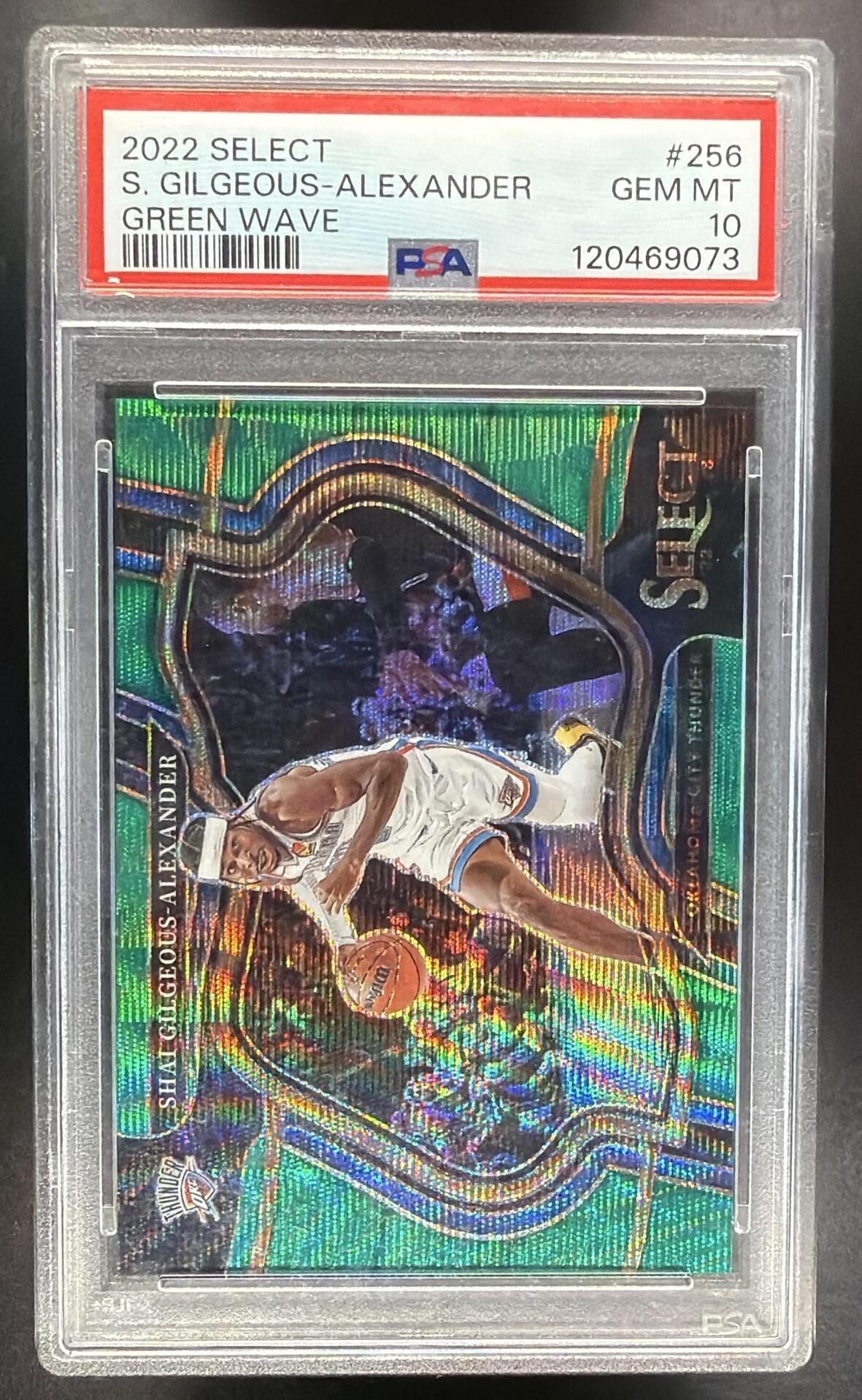 2022 Panini Select Shai Gilgeous-Alexander #256 Green Wave Prizm /50 Courtside PSA 10