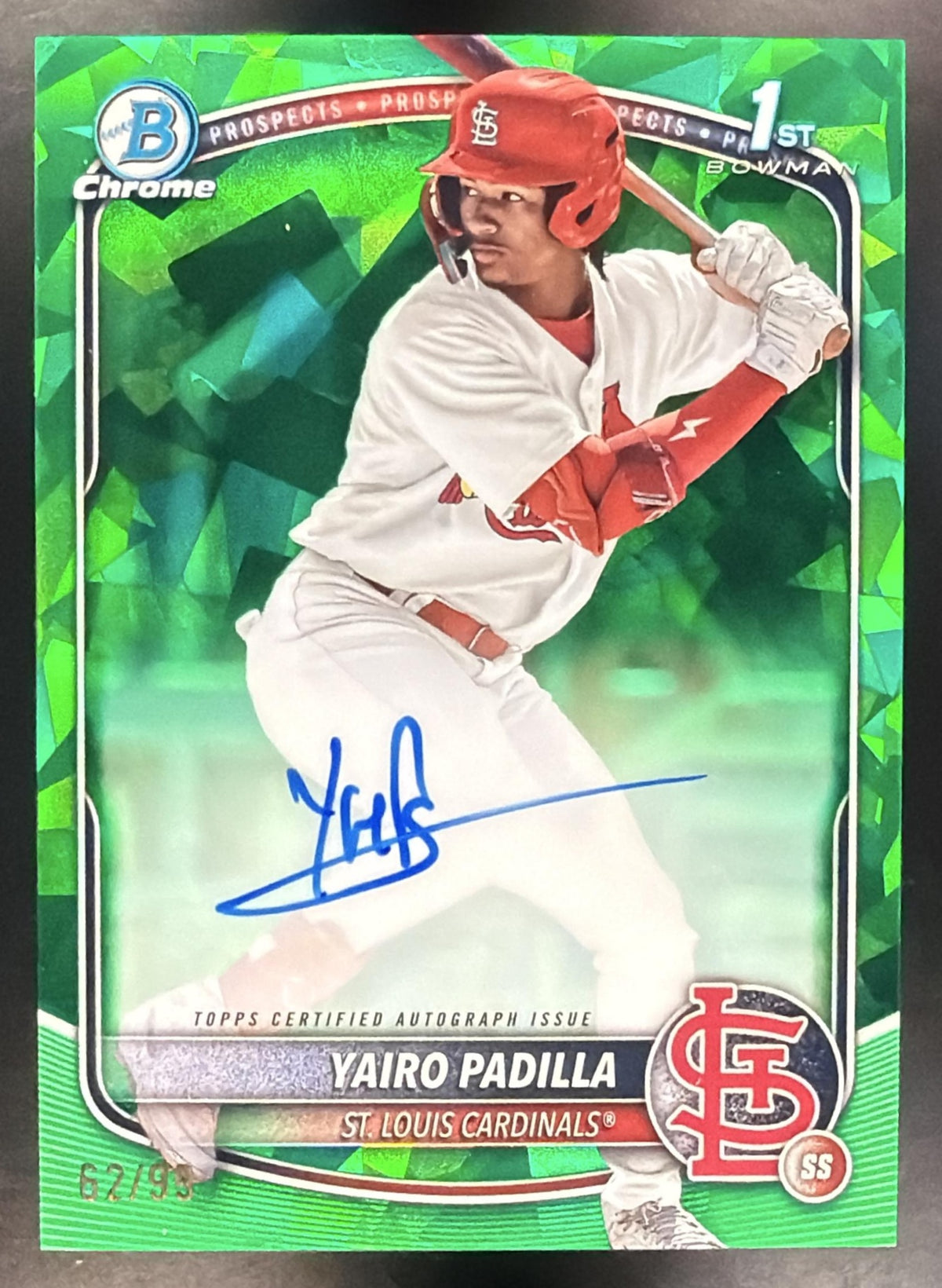 2025 Bowman Chrome Sapphire Yairo Padilla #CPSA-YP Auto Green Refractor /99 1st Prospect