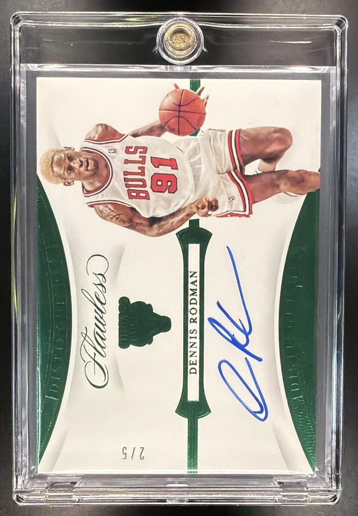 2019-20 Panini Flawless Dennis Rodman #DA-DRM Distinguished Auto Emerald 2/5