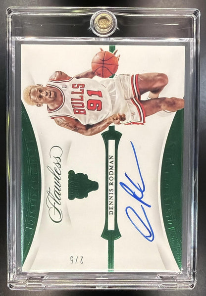 2019-20 Panini Flawless Dennis Rodman #DA-DRM Distinguished Auto Emerald 2/5