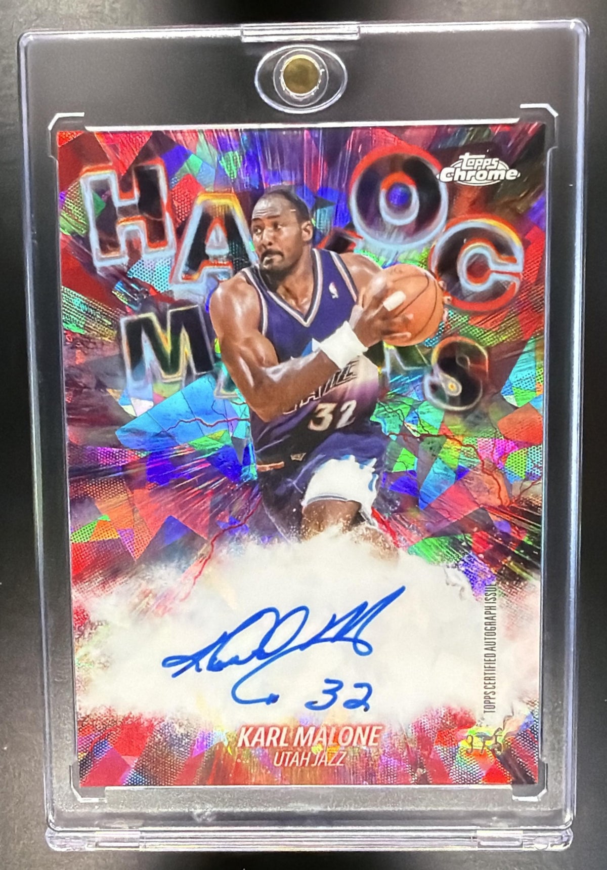 2025-26 Topps Chrome Update Karl Malone #HM-KMA Havoc Marks Auto Red /5