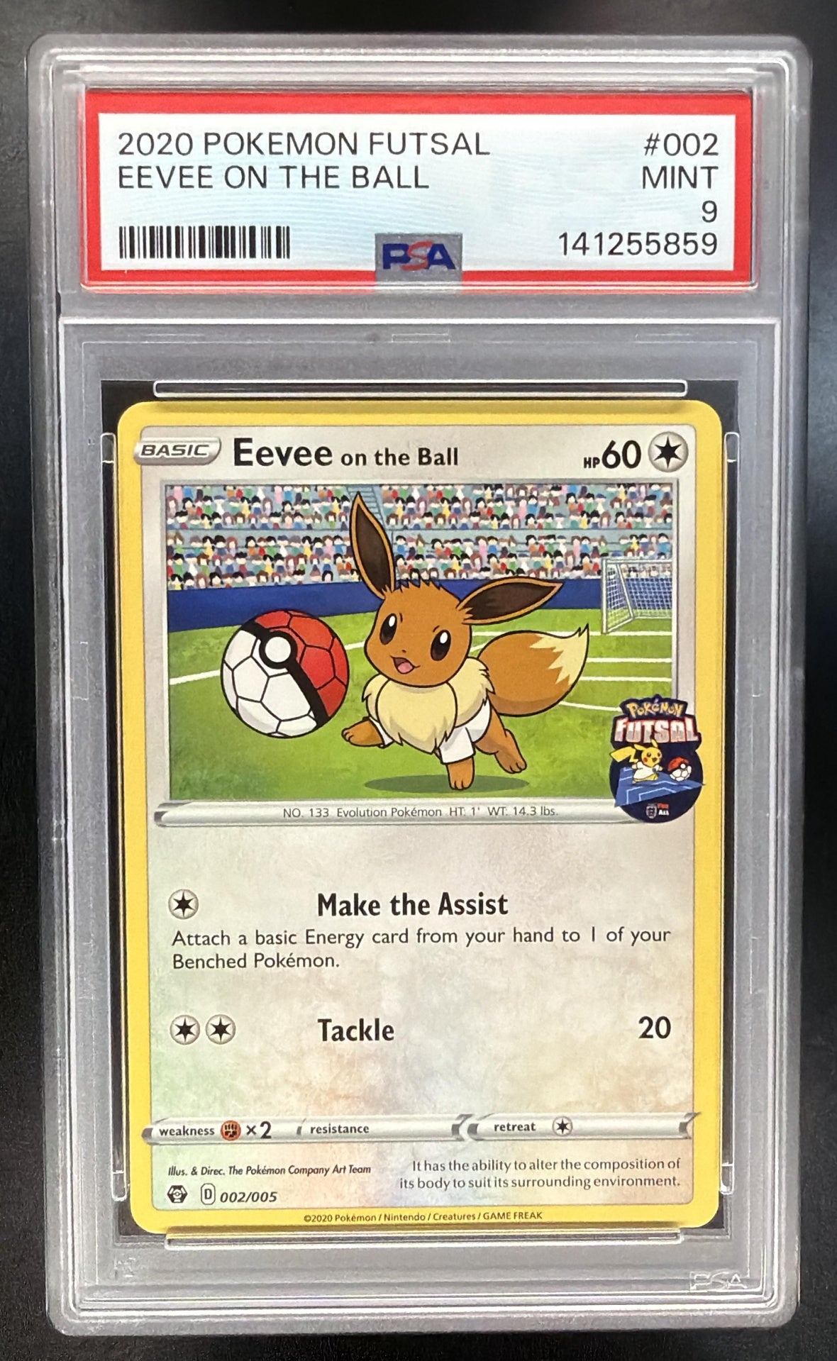 2020 Pokemon Futsal Eevee on the Ball 002/005 PSA 9