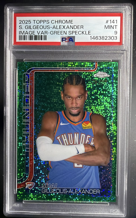 2025 Topps Chrome Shai Gilgeous-Alexander #141 Image Variation Green Speckle /99 PSA 9