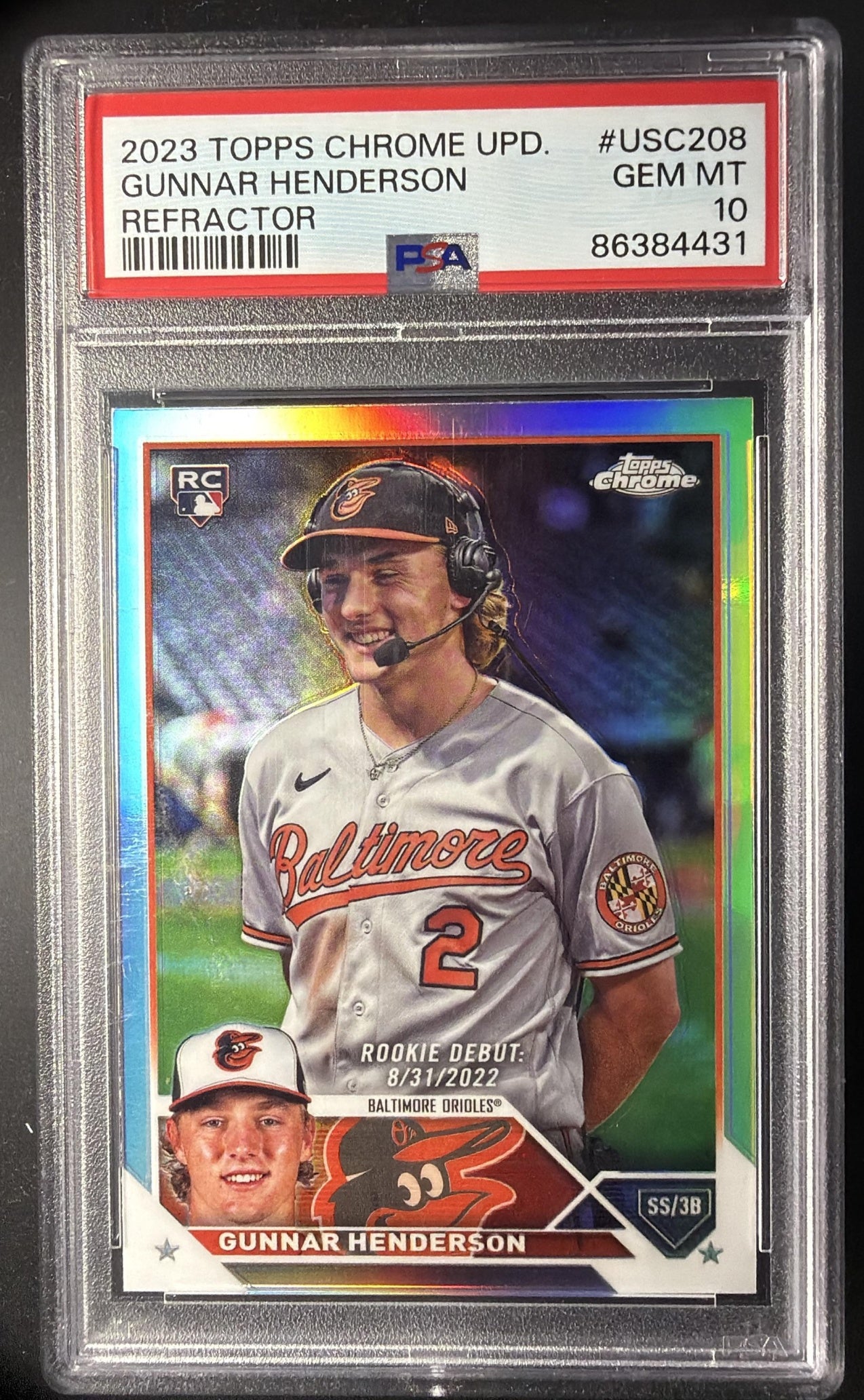 2023 Topps Chrome Update Gunnar Henderson #USC208 Refractor RC PSA 10