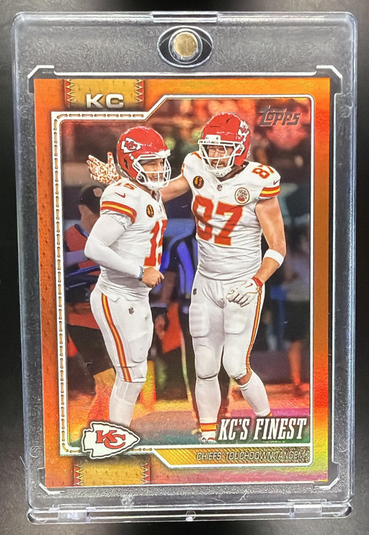 2026 Topps KC's Finest #291 Orange Rainbow Foil 20/25 Combo Card Mahomes Kelce