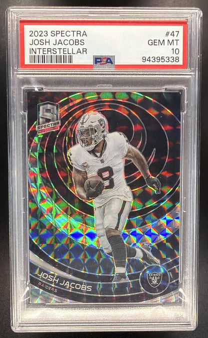2023 Panini Spectra Josh Jacobs #47 Interstellar 27/60 PSA 10