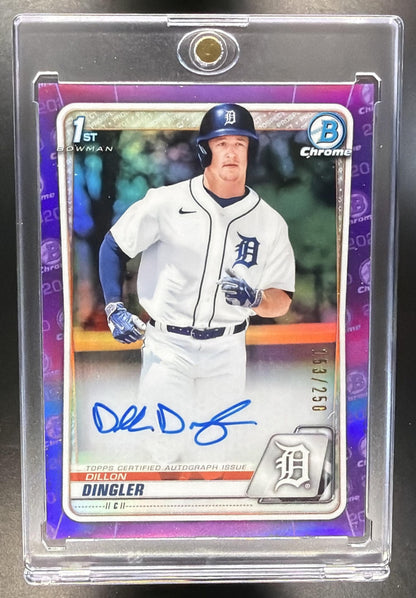 2020 Bowman Draft Dillon Dingler #CDA-DD Chrome Pick Auto Purple Refractor /250