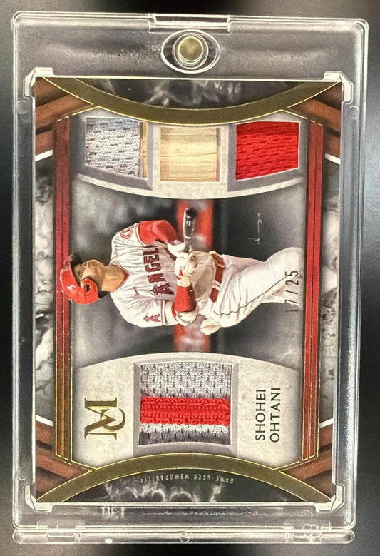 2022 Topps Museum Collection Shohei Ohtani #SPPPQR-SO Primary Pieces Quad Relics Gold /25