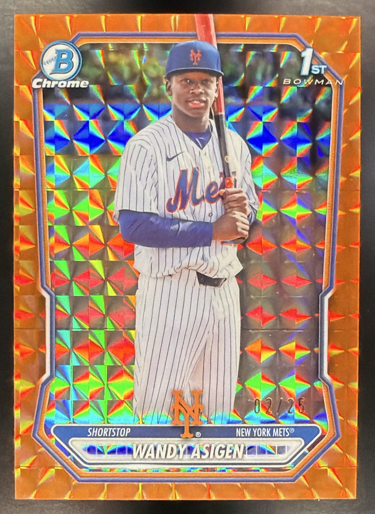 2026 Bowman Chrome Wandy Asigen #BCP-152 Orange Geometric Refractor /25 1st Prospect