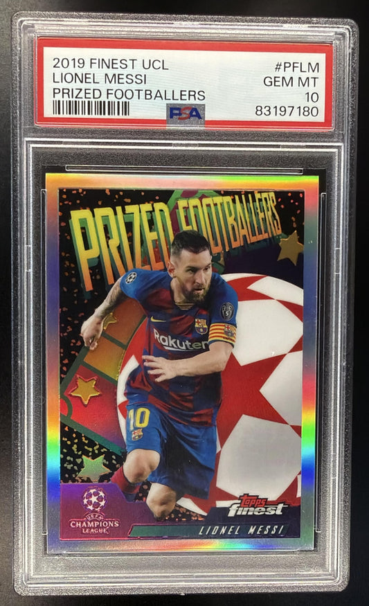 2019 Topps Finest UEFA Champions League Lionel Messi #PF-LM Prized Footballers PSA 10
