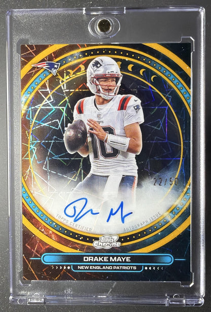 2025 Topps Cosmic Chrome Drake Maye #EQA-DM Equinox Auto Gold Interstellar Refractor /50