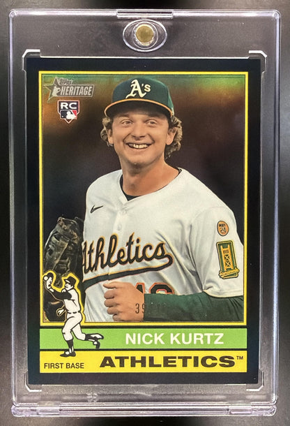 2025 Topps Heritage High Number Nick Kurtz #706 Short Prints Black Bordered /76 SP RC