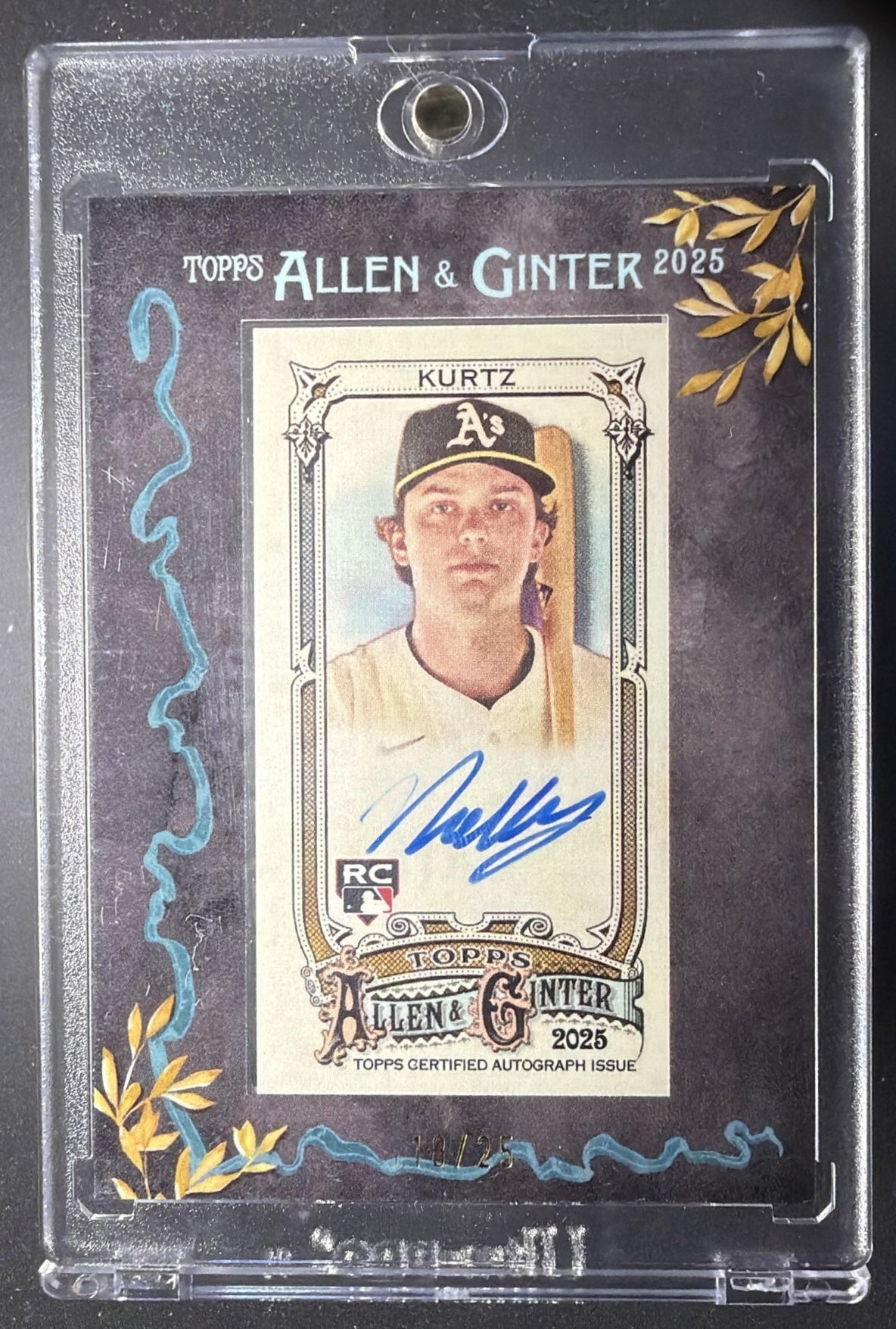 2025 Topps Allen & Ginter Nick Kurtz #MA-KU Framed Mini Baseball Auto Black Frame /25 RC