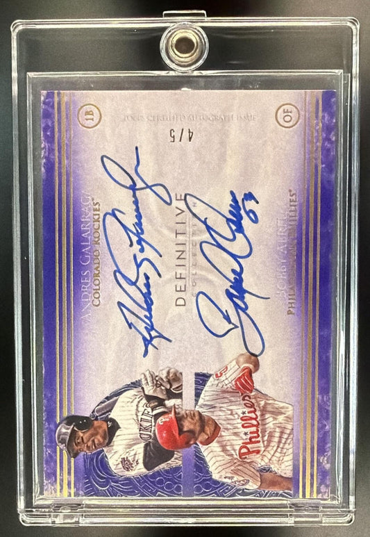 2017 Topps Definitive Collection Andres Galarraga Bobby Abreu #DCDA-GA Dual Auto Purple /5
