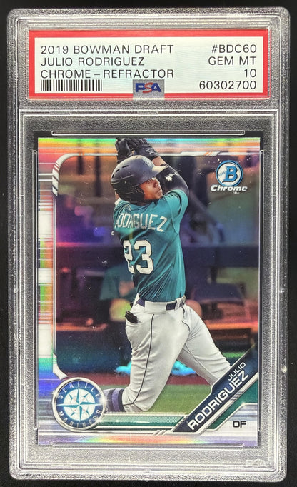 2019 Bowman Draft Julio Rodriguez #BDC-60 Chrome Refractor PSA 10
