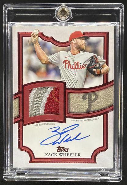 2026 Topps Series 2 Zack Wheeler #TFAP-ZW Auto Patch Red 4/5