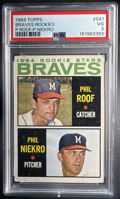 1964 Topps Braves Rookie Stars Phil Roof Phil Niekro #541 RC PSA 3