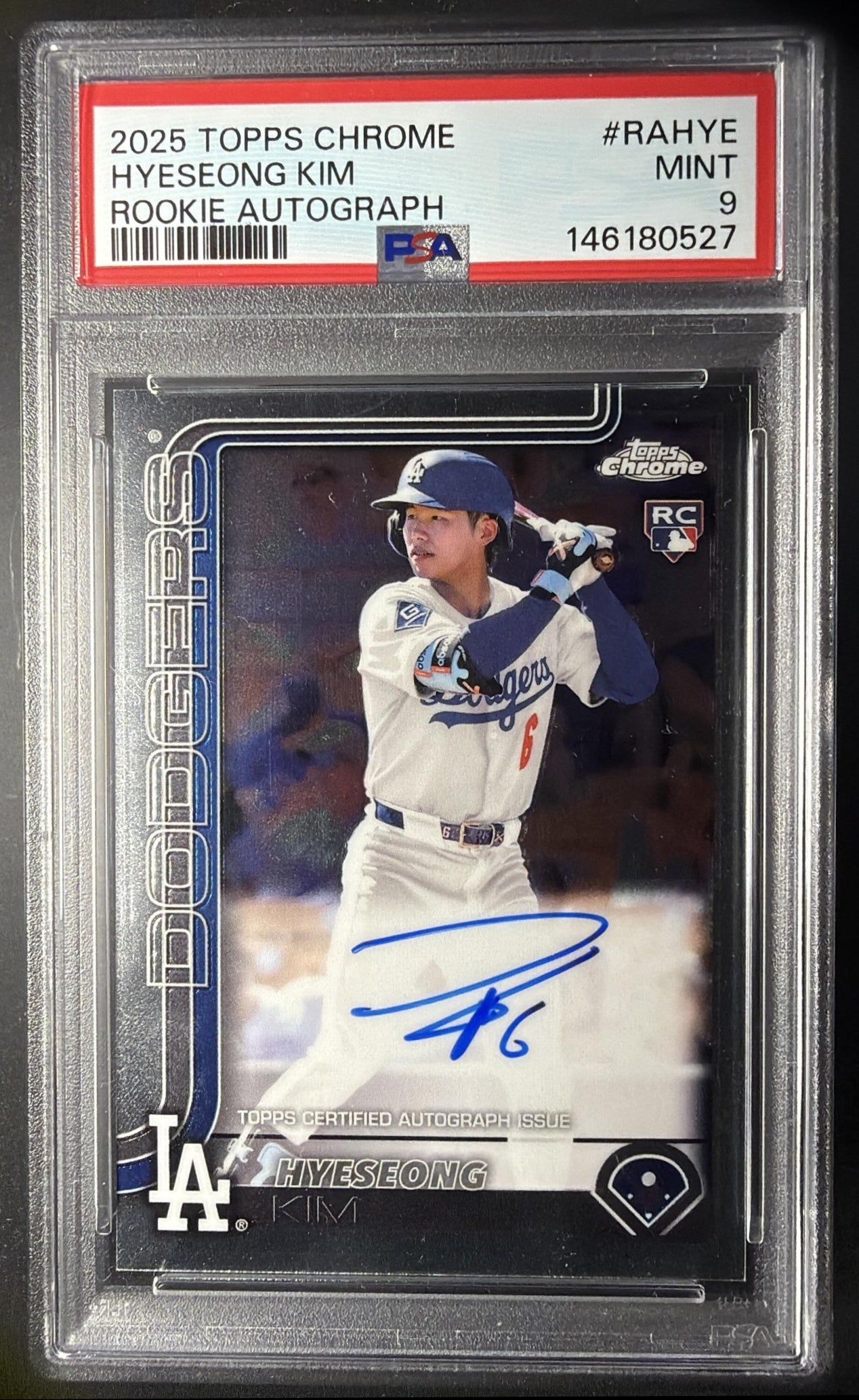 2025 Topps Chrome Hyeseong Kim #RA-HYE Rookie Auto RC PSA 9