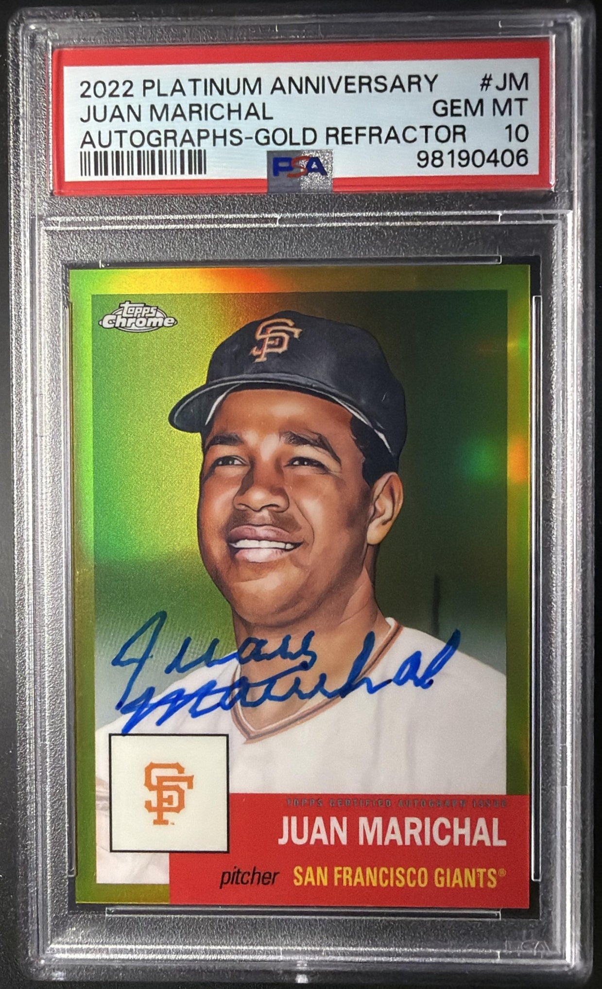 2022 Topps Chrome Platinum Anniversary Juan Marichal #CPA-JM Auto Gold Refractor /50 PSA 10
