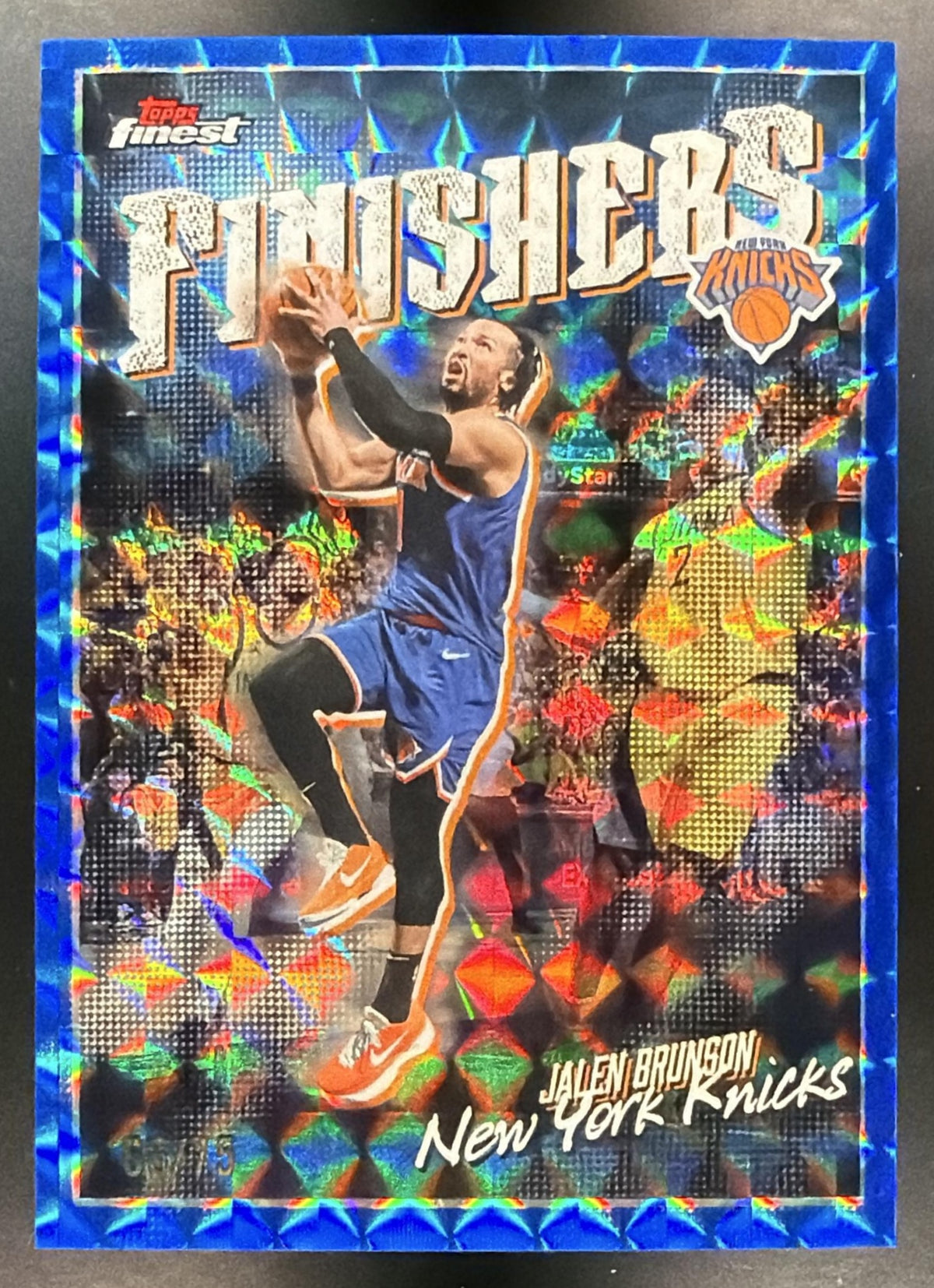 2025-26 Topps Finest Jalen Brunson #FI-6 Finishers Blue Geometric Refractor 66/75