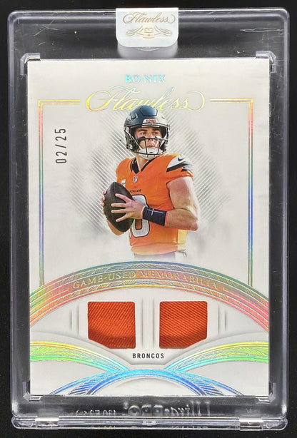 2025 Panini Flawless Bo Nix #GUM-BNX Game Used Memorabilia Silver 2/25 MEM