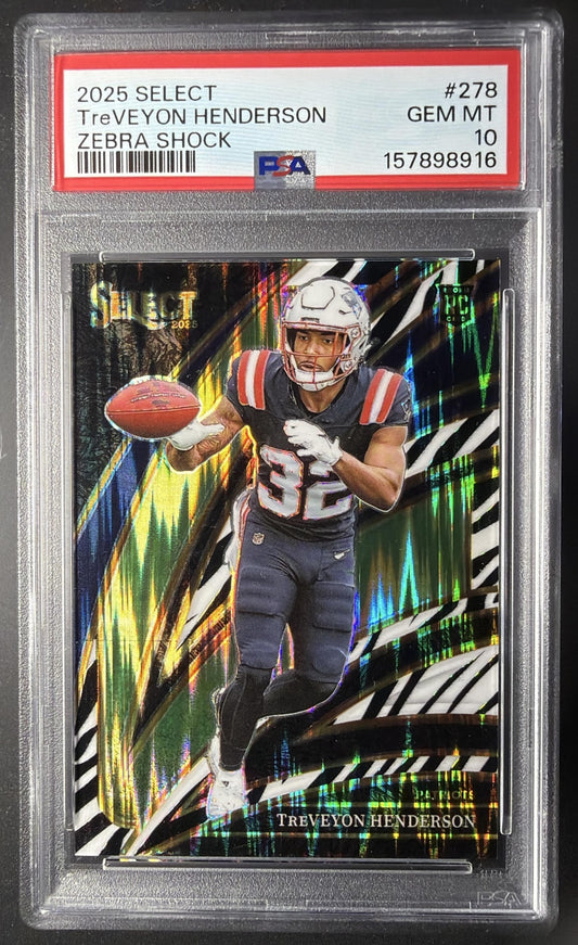2025 Panini Select TreVeyon Henderson #278 Club Level Zebra Shock Prizm RC PSA 10