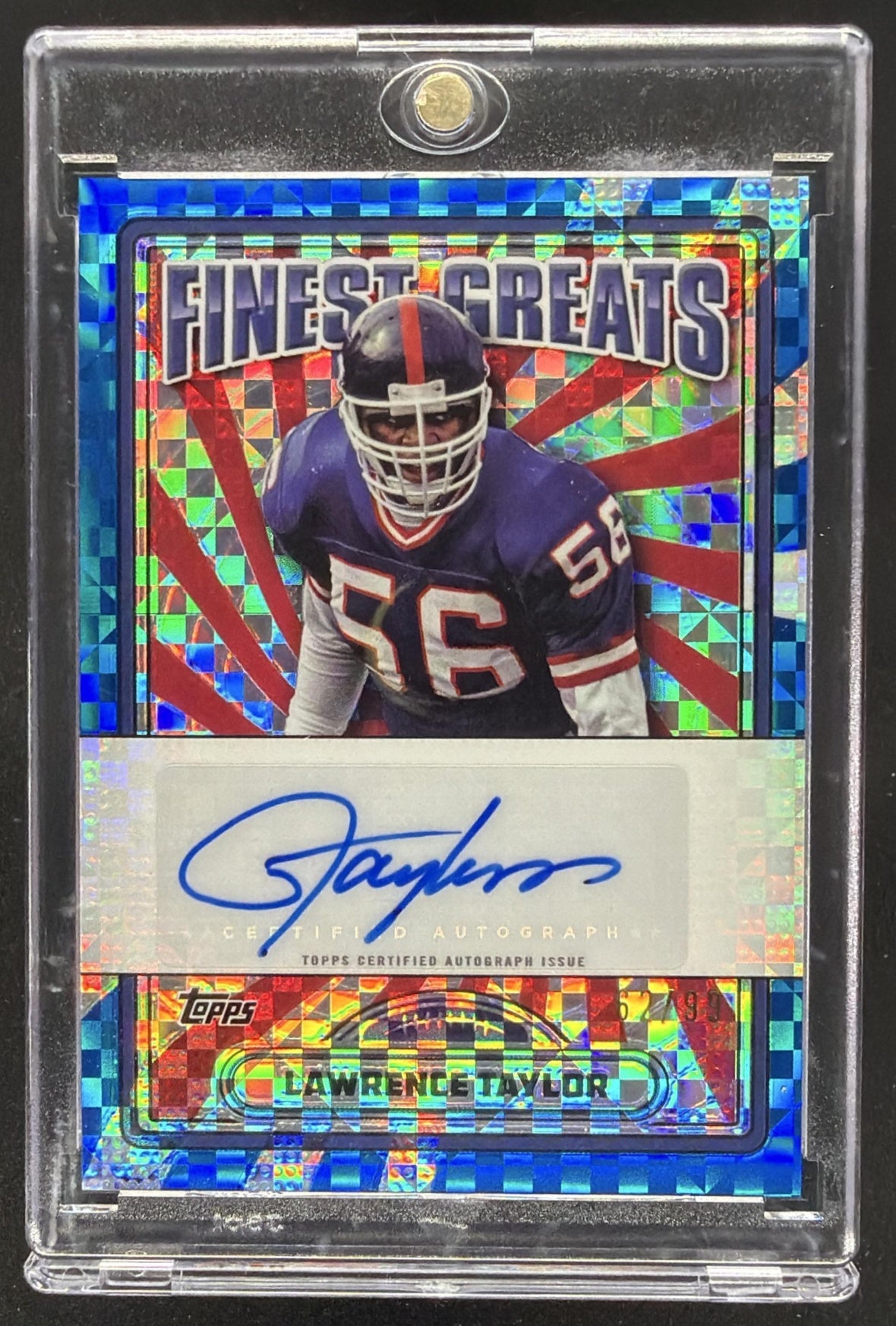 2024 Topps Finest Lawrence Taylor #FG-LT Greats Auto Blue Checkerboard Refractor /99