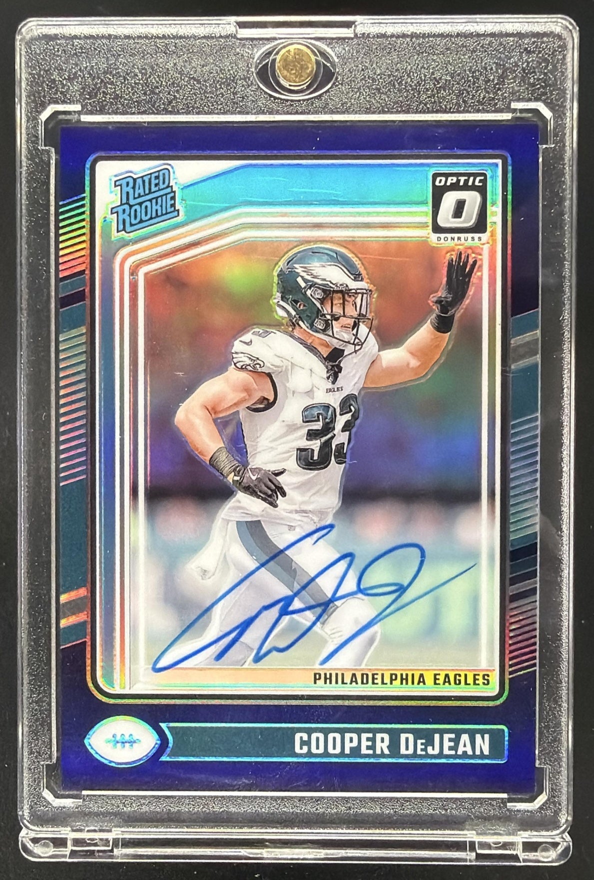 2024 Panini Donruss Optic Cooper DeJean #221 Rated Rookie RPS Auto Purple 24/35