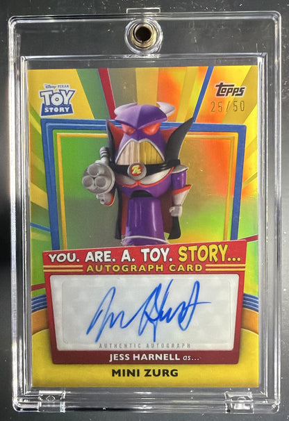 2025 Topps 30 Years of Toy Story Jess Harnell as Mini Zurg #YRT-JH You. Are. A. Toy. Story... Auto Gold Refractor /50