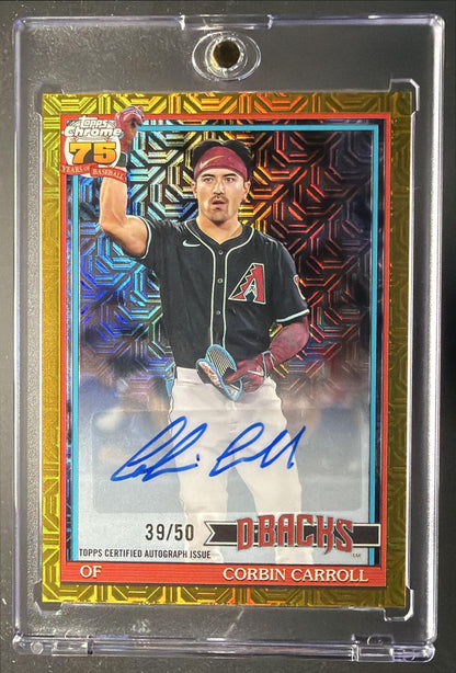 2026 Topps Series 1 Corbin Carroll #91C-3 1991 Chrome Auto Silver Pack Gold Mojo Refractor /50