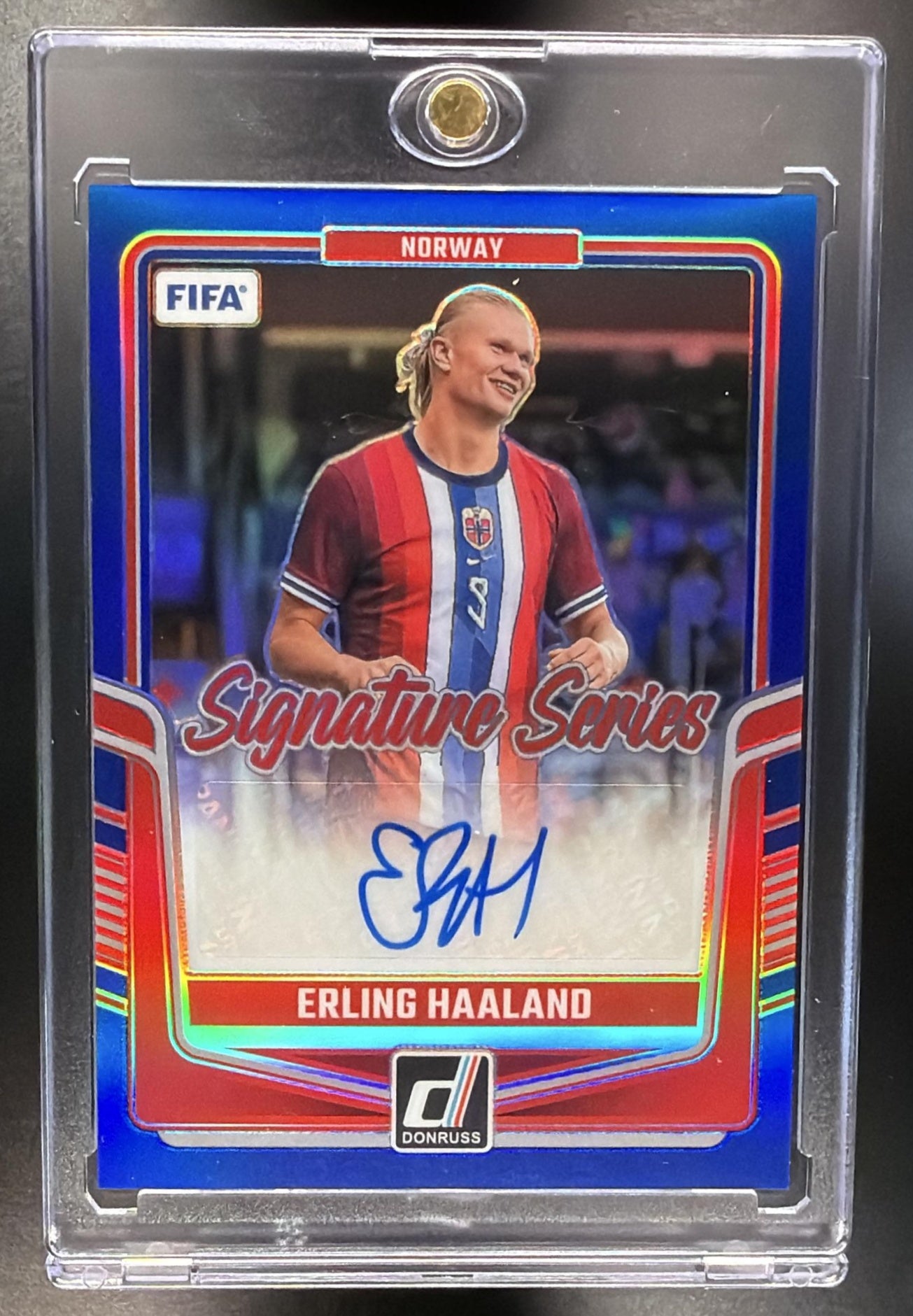 2024-25 Panini Donruss Erling Haaland #SS-EH Signature Series Blue 30/99 Auto