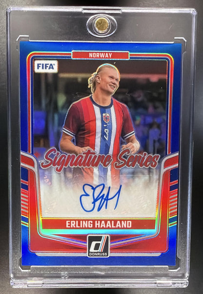 2024-25 Panini Donruss Erling Haaland #SS-EH Signature Series Blue 30/99 Auto