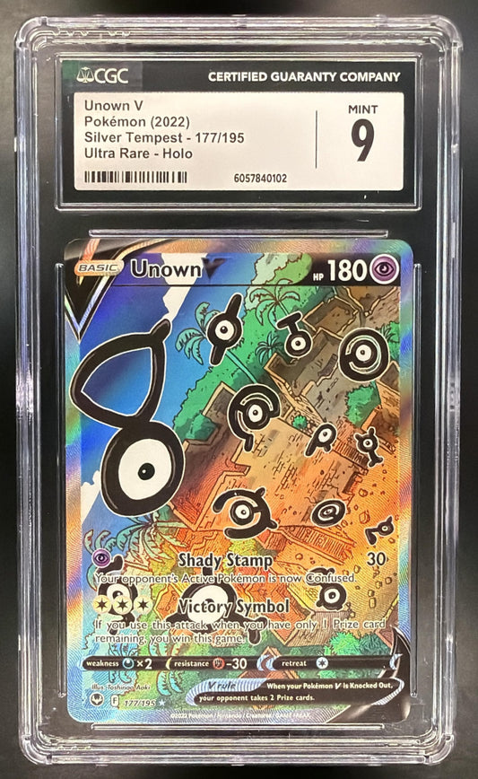 2022 Pokemon Silver Tempest Unown V 177/195 CGC 9