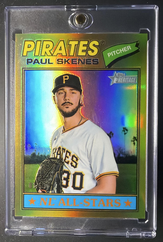 2026 Topps Heritage Paul Skenes #33 Chrome Gold Refractor 1/50