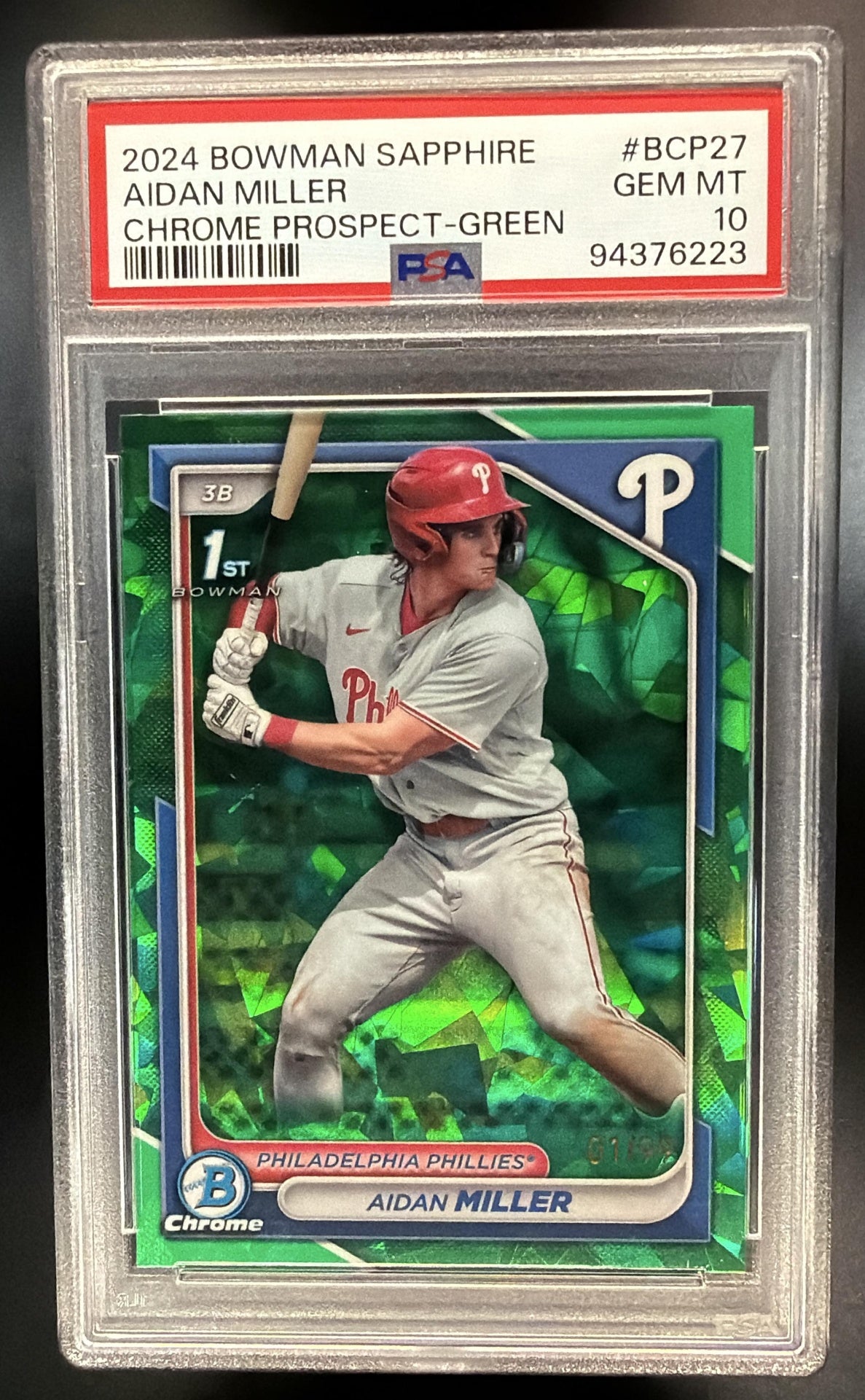 2024 Bowman Sapphire Aidan Miller #BCP-27 Chrome 1st Prospect PSA 10