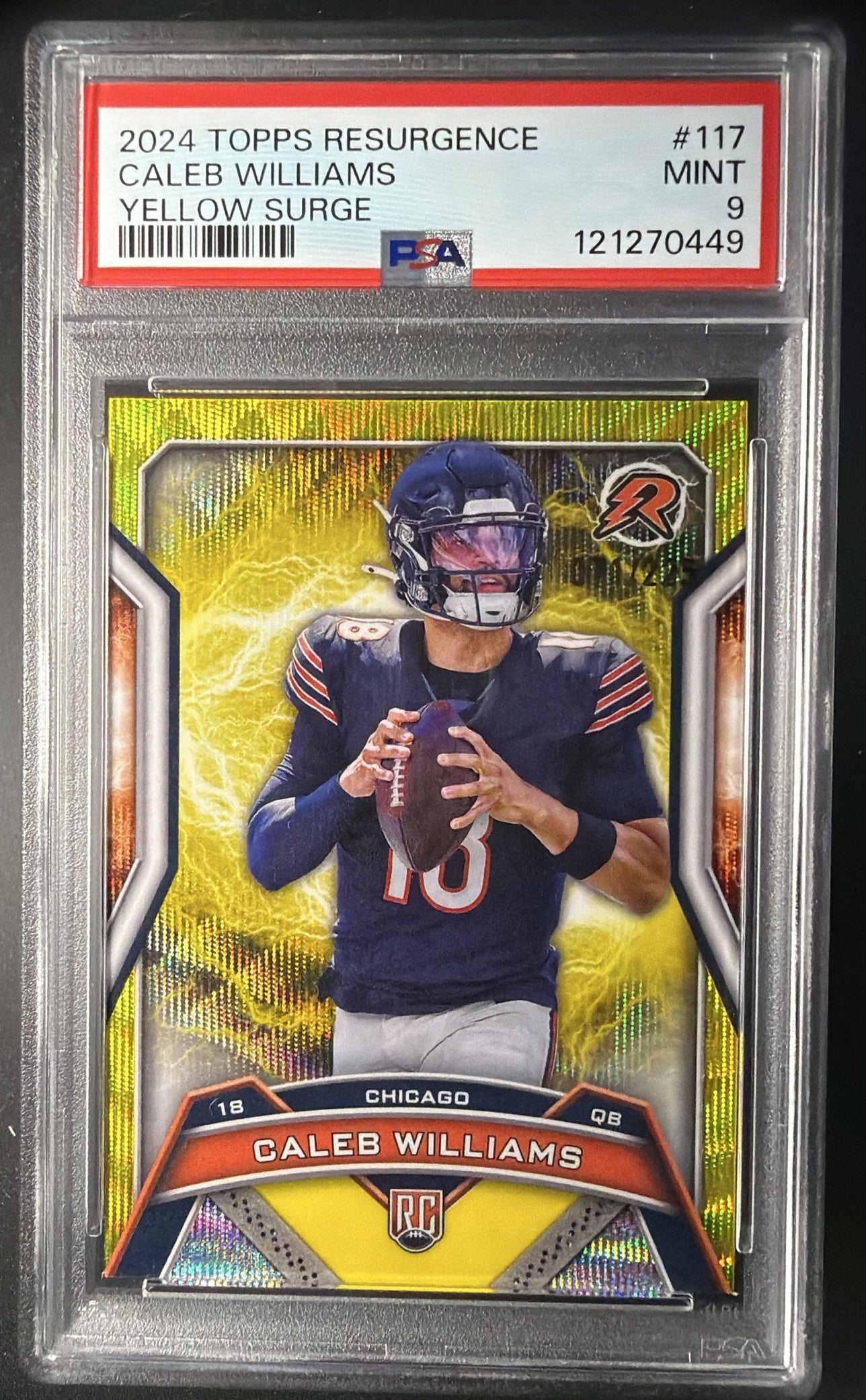 2024 Topps Resurgence Caleb Williams #117 Yellow Surge /225 RC PSA 9