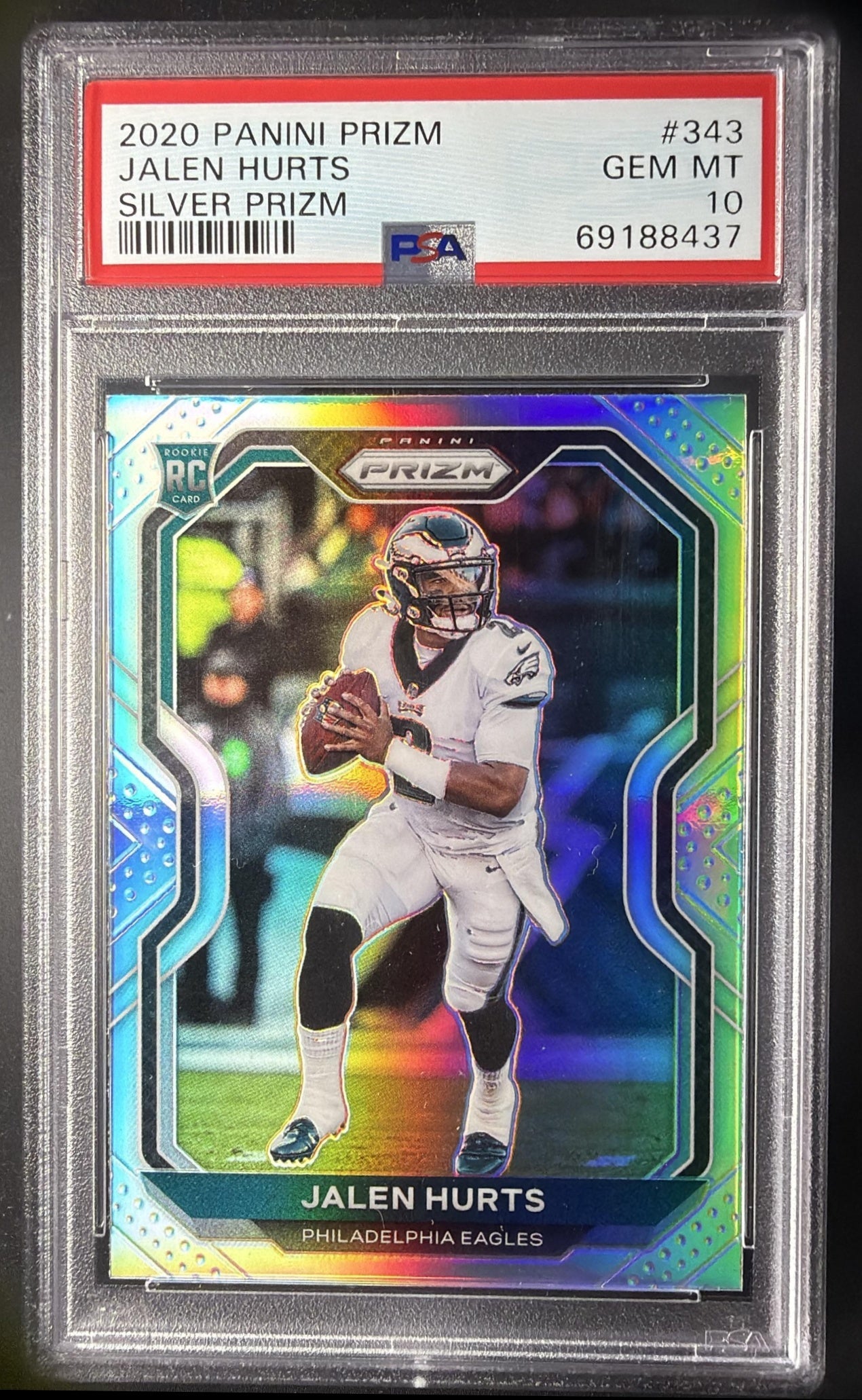 2020 Panini Prizm Jalen Hurts #343 Silver RC Rookie PSA 10