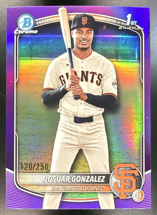 2025 Bowman Chrome Josuar Gonzalez #BCP-153 Purple Refractor 120/250 1st Prospect