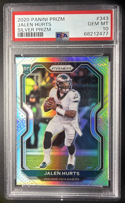 2020 Panini Prizm Jalen Hurts #343 Silver RC PSA 10