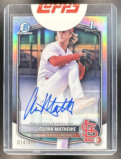 2025 Bowman Quinn Mathews #CPA-QM Chrome Auto Refractor 14/499 1st Prospect