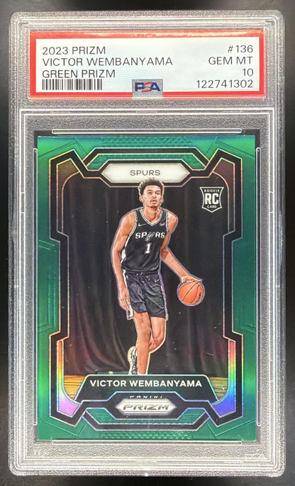 2023-24 Panini Prizm Victor Wembanyama #136 Prizms Green RC PSA 10 Spurs