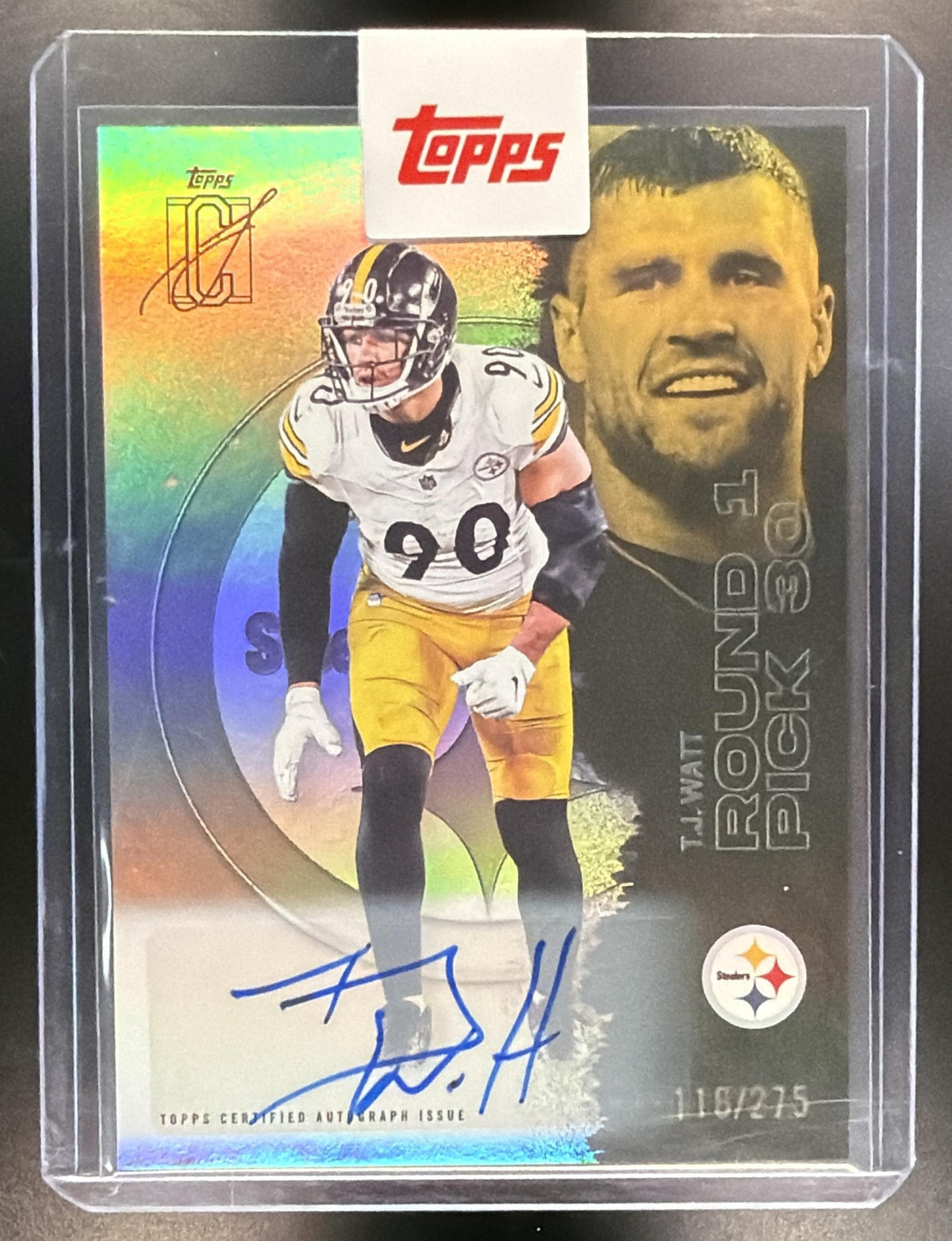 2025 Topps Signature Class T.J. Watt #96 Veteran Auto Silver Foil 118/275