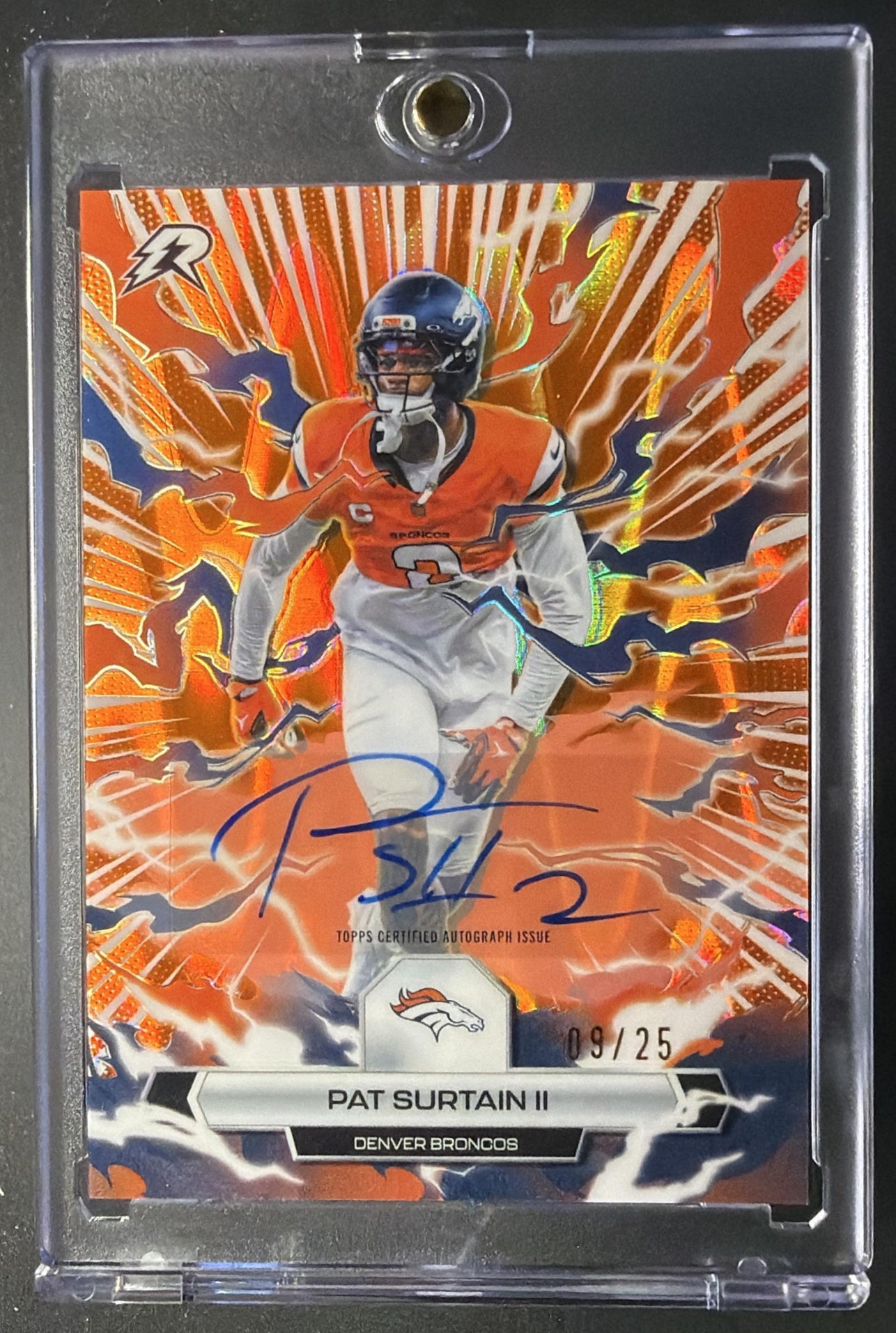 2025 Topps Resurgence Pat Surtain II #30 Signatures Orange Power Surge Refractor /25 SP Auto